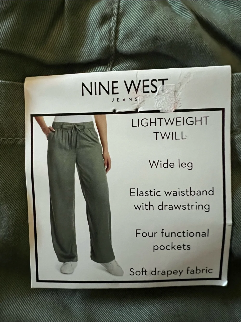 Nine West Olive Pull On Wide Leg Pants XXL Soft Stretch NWT - Picture 3 of 3
